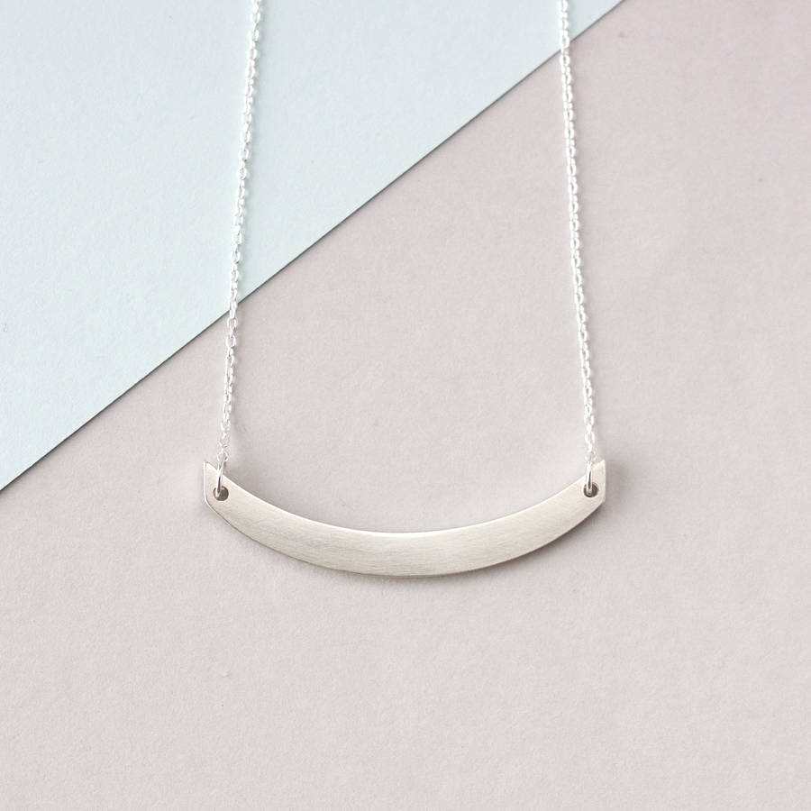 Sterling Silver Curve Bar Necklace By Fawn And Rose