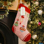 Christmas Stocking Pink Ornaments Design Punch Needle, thumbnail 1 of 6