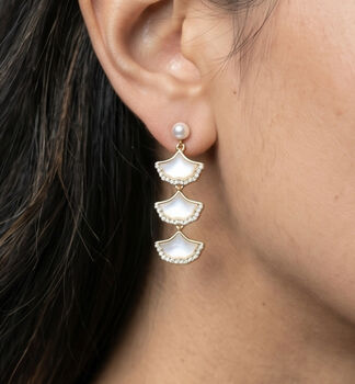 Gingko 18 K Gold Plated Shell Earrings, 5 of 5