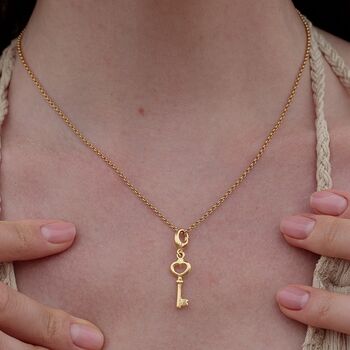 18ct Gold Key Charm Necklace, 3 of 6