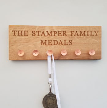 Personalised Engraved Oak Medal Hanger, 2 of 4