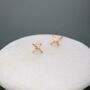 Four Point Star Screw Back Earrings In Sterling Silver, thumbnail 3 of 10