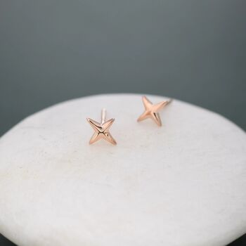 Four Point Star Screw Back Earrings In Sterling Silver, 3 of 10