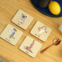Personalised Dog Yoga Wooden Coaster Set, thumbnail 3 of 8
