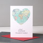 You Are My World Map Heart Valentine's Card, thumbnail 5 of 6