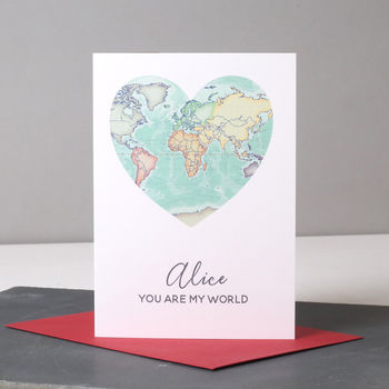 You Are My World Map Heart Valentine's Card, 5 of 6