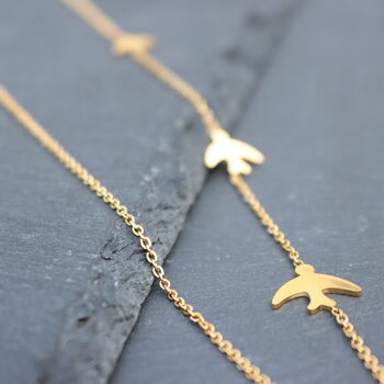 Bird Pendant Choker Necklace 18ct Gold Plated Jewellery, 4 of 7