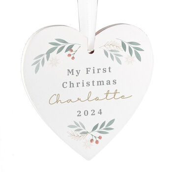 Personalised Christmas Foliage Hanging Heart Decoration, 3 of 5