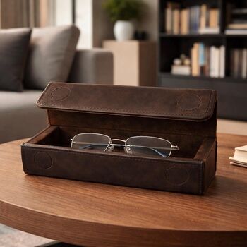 Personalised Genuine Leather Eyeglasses Case Portable Holder For Sunglasses And Reading Glasses, 6 of 8