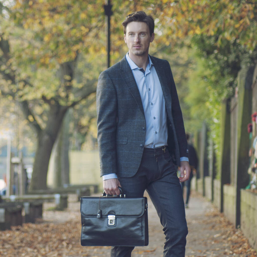 Personalised Men's Classic Leather Briefcase 'Paolo2', 1 of 12