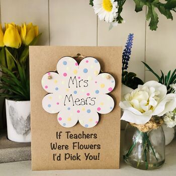 Personalised Teacher Thank You Wooden Flower Card, 2 of 7