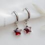 Garnet Star Hoop Earrings, thumbnail 1 of 11