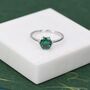 Sterling Silver One Carat Emerald Green Cz Brilliant Cut Ring, thumbnail 2 of 12