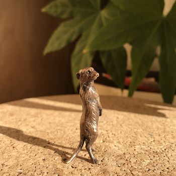 Miniature Bronze Meerkat Sculpture 8th Anniversary Gift, 3 of 12