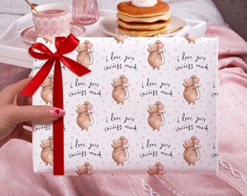 Three Sheets Of Cute 'I Love You' Mice Wrapping Paper, 2 of 2