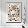 Textured Grunge Tiger Gold White Art Print, thumbnail 1 of 6