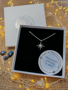 Handmade Sterling Silver North Star Birthstone Christmas Necklace: March Birthstone, 2 of 12