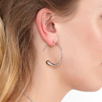 Sterling Silver Designer Large Luna Moon Hoop Earrings, 2 of 4