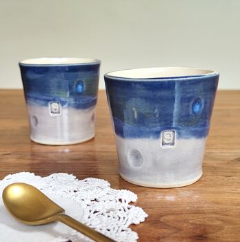 Espresso Tumbler 9th Traditional Wedding Anniversary Gift Blue Mug, 2 of 8