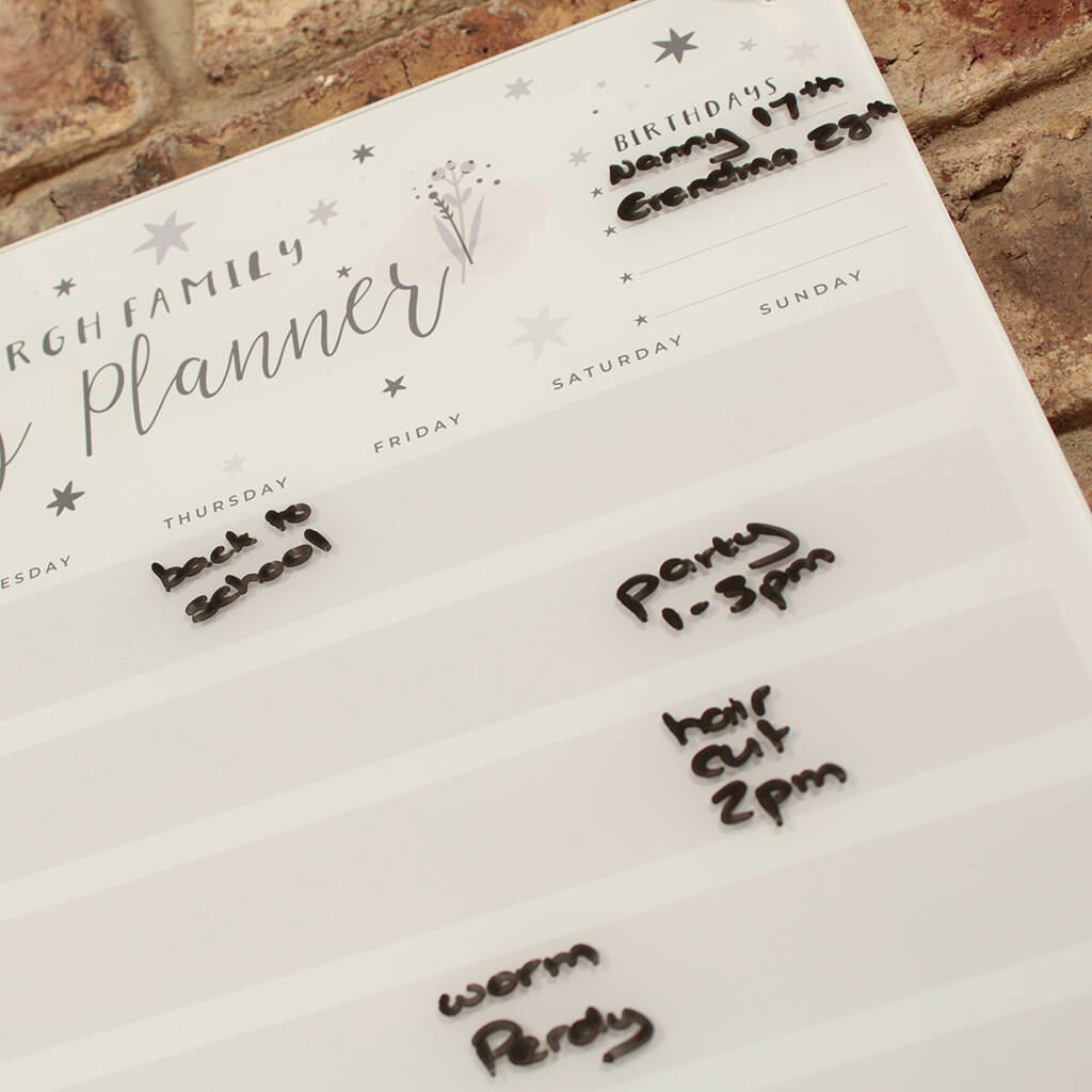 Personalised A3 Wipe Clean Acrylic Monthly Wall Planner By Love Lumi 