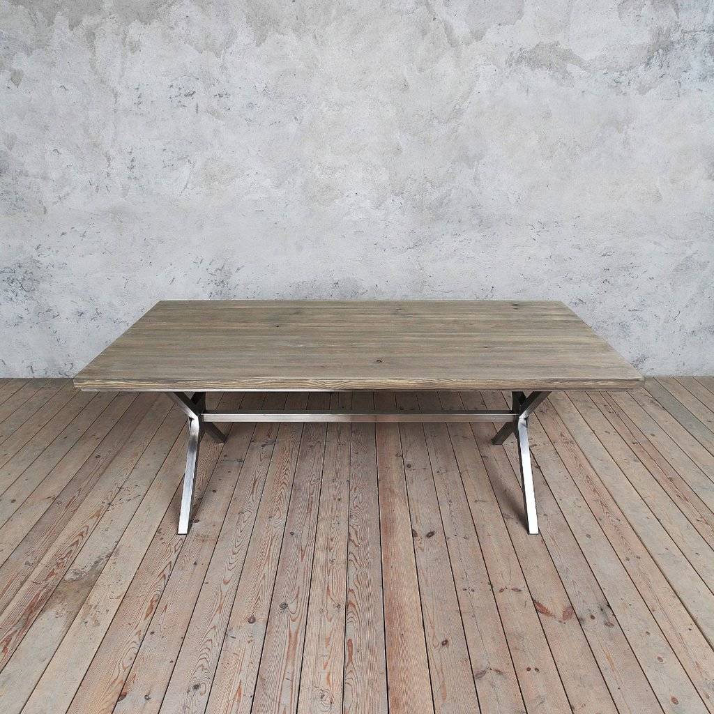 Kew Stainless Steel X Shaped Legs Dining Table By Cosy Wood
