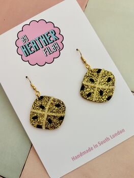 Hot Cross Bun Glitter Earrings, 5 of 5