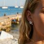 Dainty Saltwater Coral Stud Earrings Silver, thumbnail 3 of 3