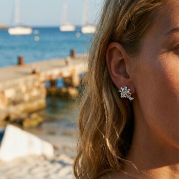 Dainty Saltwater Coral Stud Earrings Silver, 3 of 3