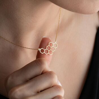 Honeycomb Necklace In Sterling Silver, 2 of 8