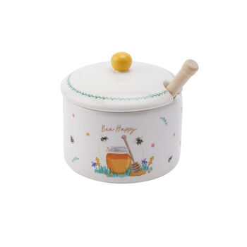 Ceramic 'Bee Happy' Honey Pot And Drizzler In Gift Box, 4 of 4