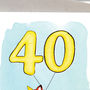 Fox Illustrated 40th Birthday Card, thumbnail 3 of 7