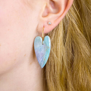 Willow Heart Hoop Marbled Polymer Clay Dangly Earrings, 3 of 4