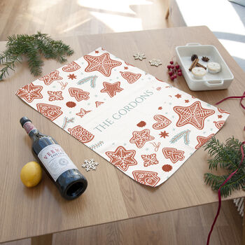 Personalised Gingerbread Wallpaper Tea Towel, 3 of 6