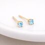 Solid 9ct Gold March Aquamarine Birthstone Stud Earrings – 4mm, thumbnail 1 of 4