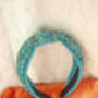 Teal Sprinkle Beaded Twist Knot Headband, thumbnail 3 of 5