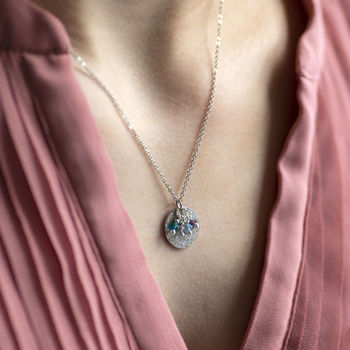 Sparkle Disc Necklace With Family Birthstones, 4 of 10