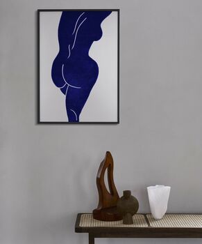 Linocut Blue Figure Art Print, 3 of 4
