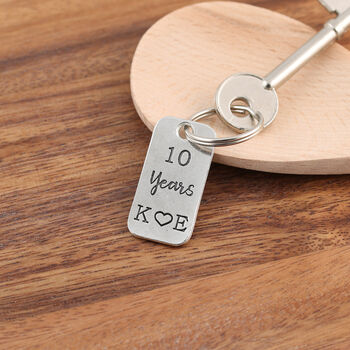 10th Anniversary Couples Gift Milestone Year Keyring, 8 of 8