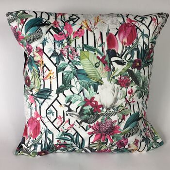 Velvet Bird And Flower Cushion Cover In White, 5 of 6