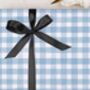 Three Sheets Of Blue Gingham Wrapping Paper, thumbnail 1 of 2