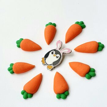 Pengbunny Enamel Penguin Pin Badge With Bunny Ears, 4 of 12