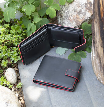 Men's Luxury Black Leather Wallet Flip Up Rfid Safe, 3 of 6