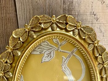 Gold Oval Butterfly Style Photo Picture Frame Holder 6x4 Freestanding, 4 of 7