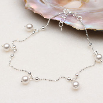 Personalised Sterling Silver And Pearl Anklet, 2 of 4