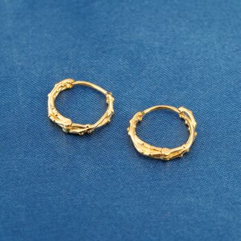 Gold Thorn Hoop Earrings, Dainty Minimalistic Huggie Hoops, 7 of 7