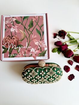 Jordan Oval Green Embroidered Clutch, 3 of 7