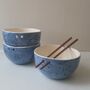 Speckled Blue Noodle Bowl With Chopsticks, thumbnail 5 of 10