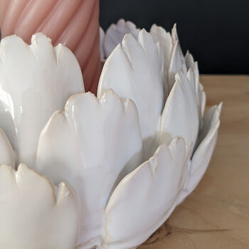 Large White Flower Candle Holder, 2 of 2