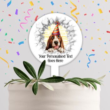 Personalised Basset Hound Birthday Break Through Dog, 3 of 8