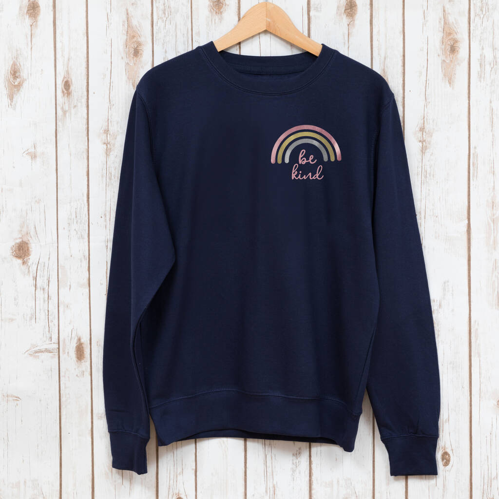 ladies rainbow sweatshirt be kind by betty bramble